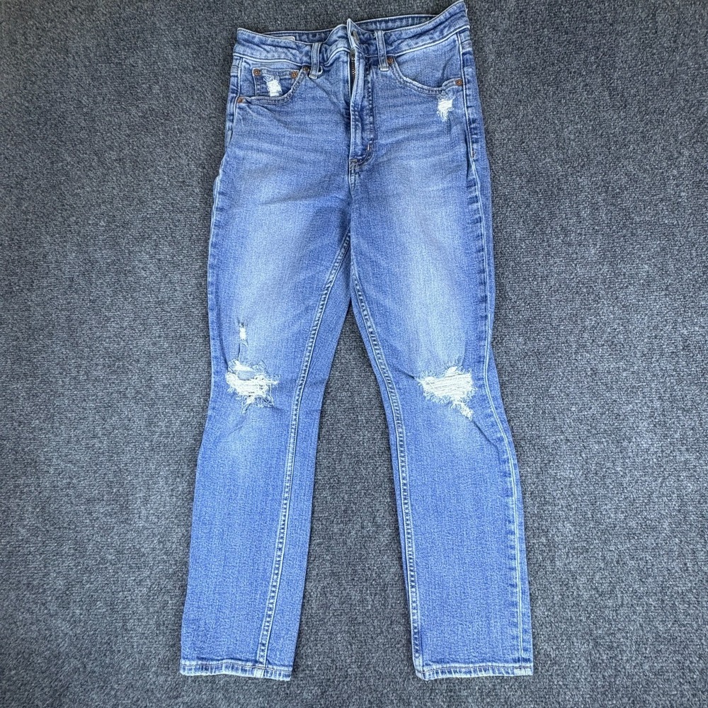GAP Vintage Slim Jeans Womens 27x25 Blue Denim Cotton Distressed‎ Sky High Rise